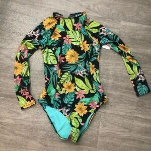 New Hurley Tropical Print Long Sleeve Surf swimsuit M